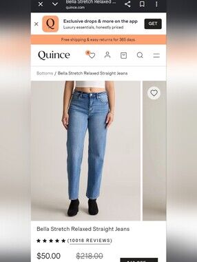 Quince Bella Stretch Relaxed Straight Jeans - Medium Blue Denim